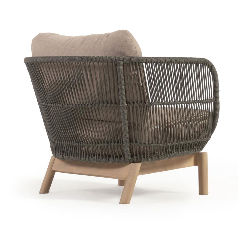 Lawn armchairs - Catalina armchair made with green rope and FSC solid acacia wood - KAVE HOME