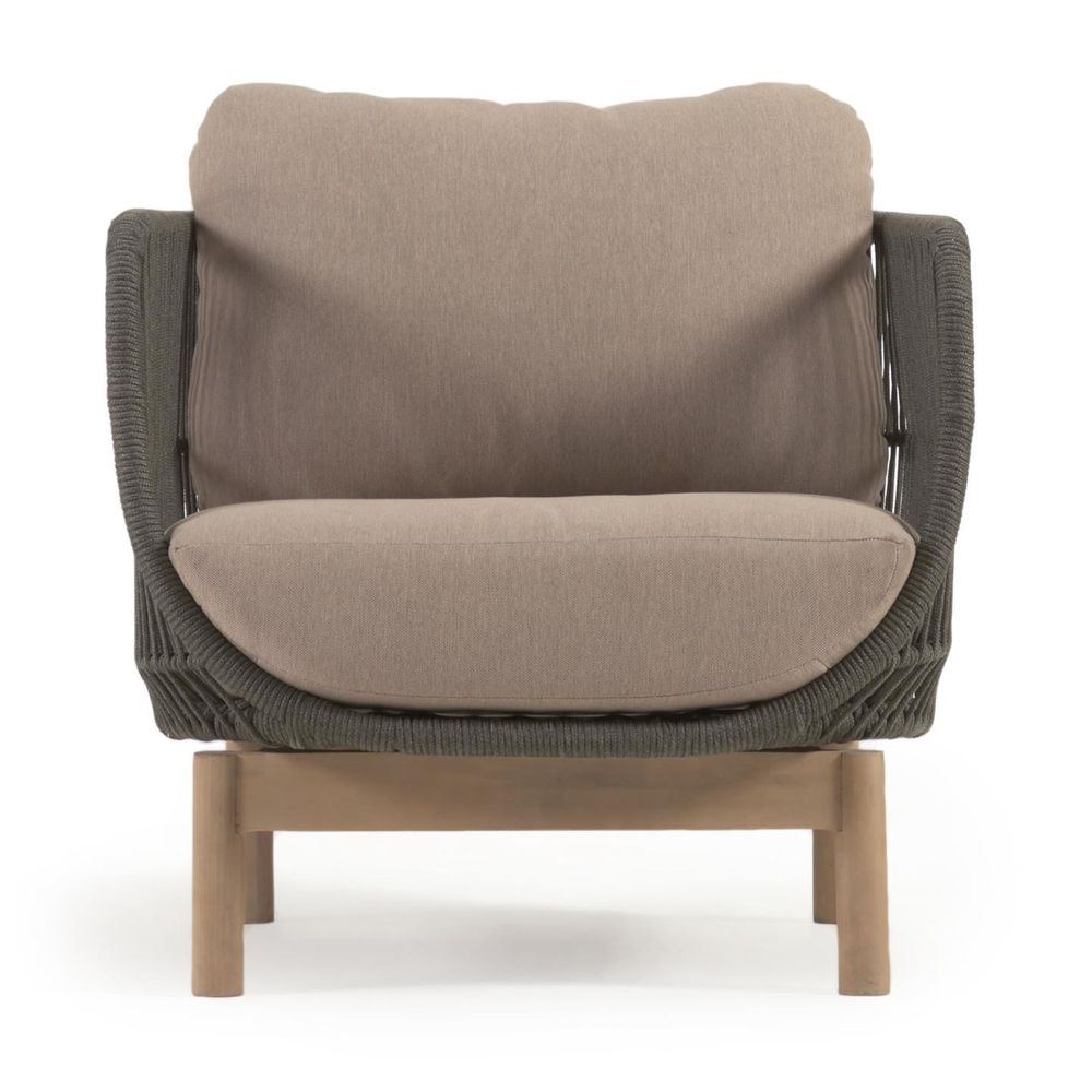 Lawn armchairs - Catalina armchair made with green rope and FSC solid acacia wood - KAVE HOME