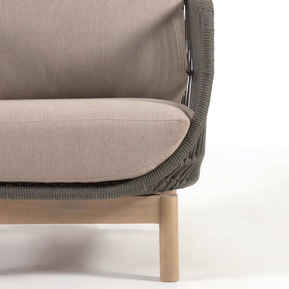Lawn armchairs - Catalina armchair made with green rope and FSC solid acacia wood - KAVE HOME