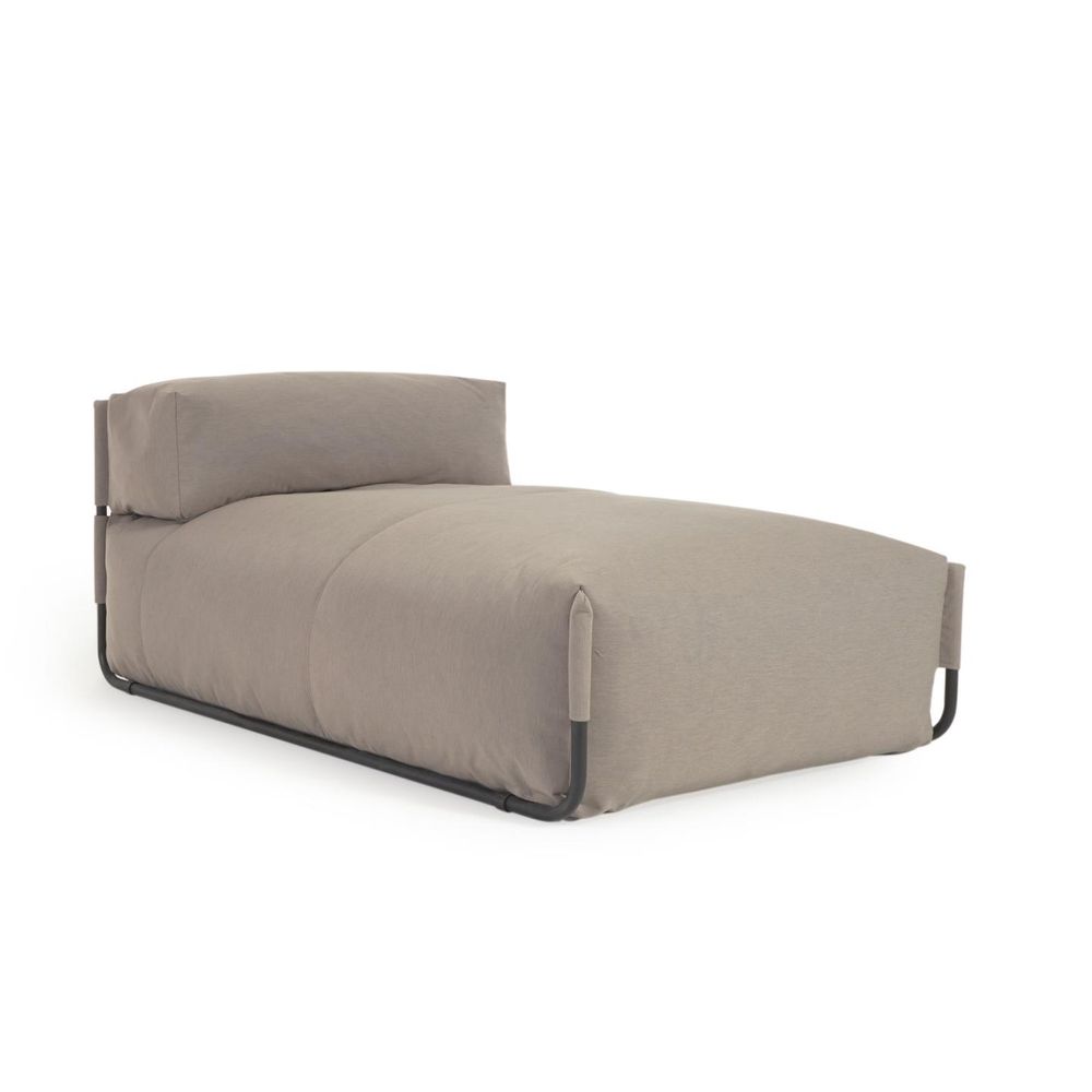 Canapés - Pouf canapé modulaire extérieur Square méridienne et dossier vert et alu noir 165 x 101 cm - KAVE HOME