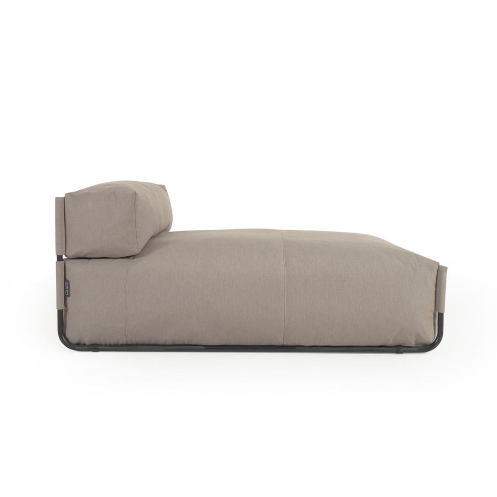 Canapés - Pouf canapé modulaire extérieur Square méridienne et dossier vert et alu noir 165 x 101 cm - KAVE HOME