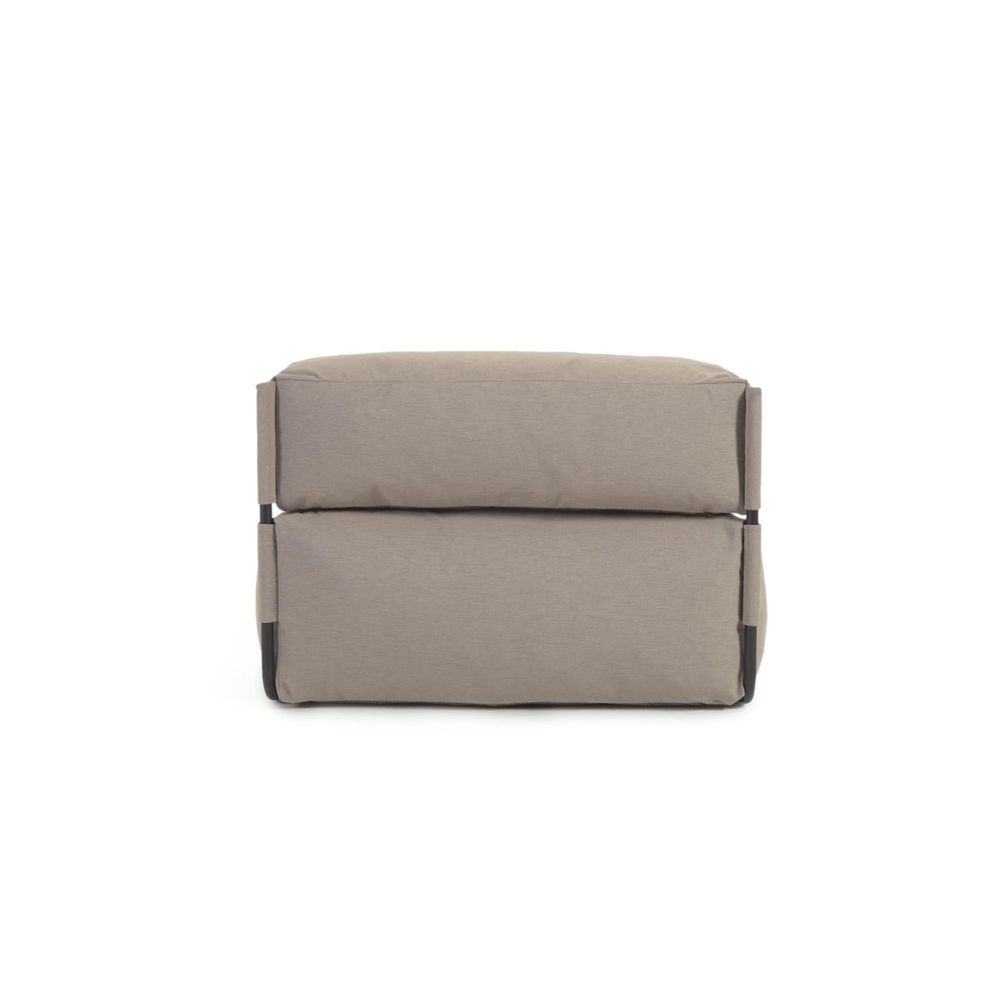 Canapés - Pouf canapé modulaire extérieur Square méridienne et dossier vert et alu noir 165 x 101 cm - KAVE HOME