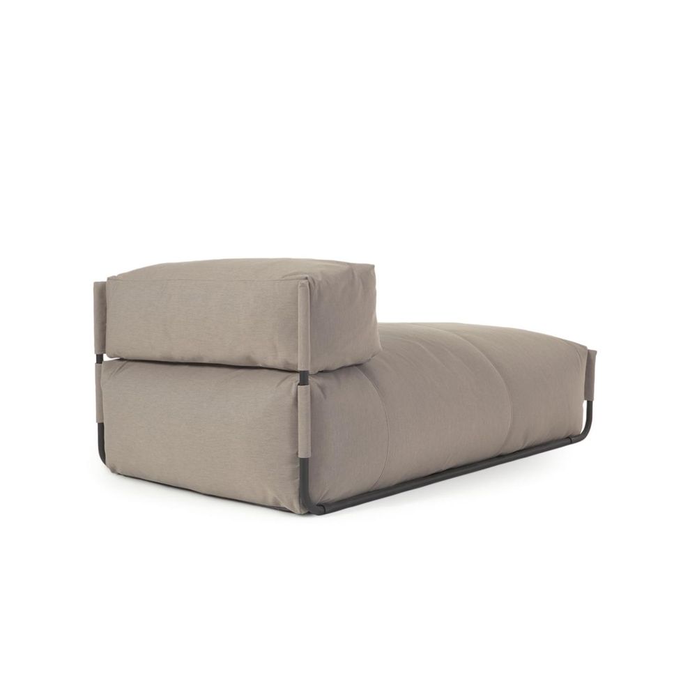Canapés - Pouf canapé modulaire extérieur Square méridienne et dossier vert et alu noir 165 x 101 cm - KAVE HOME