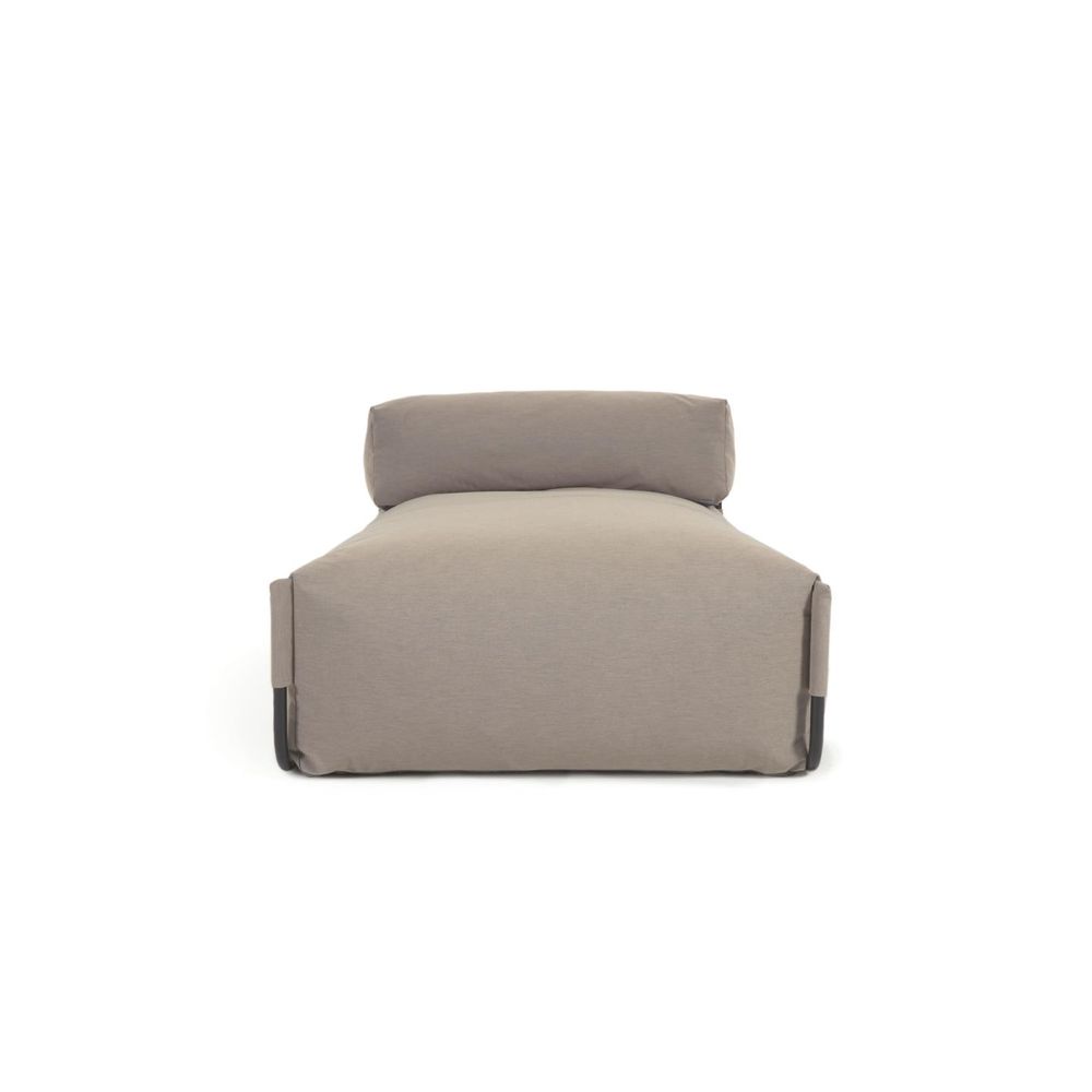 Canapés - Pouf canapé modulaire extérieur Square méridienne et dossier vert et alu noir 165 x 101 cm - KAVE HOME