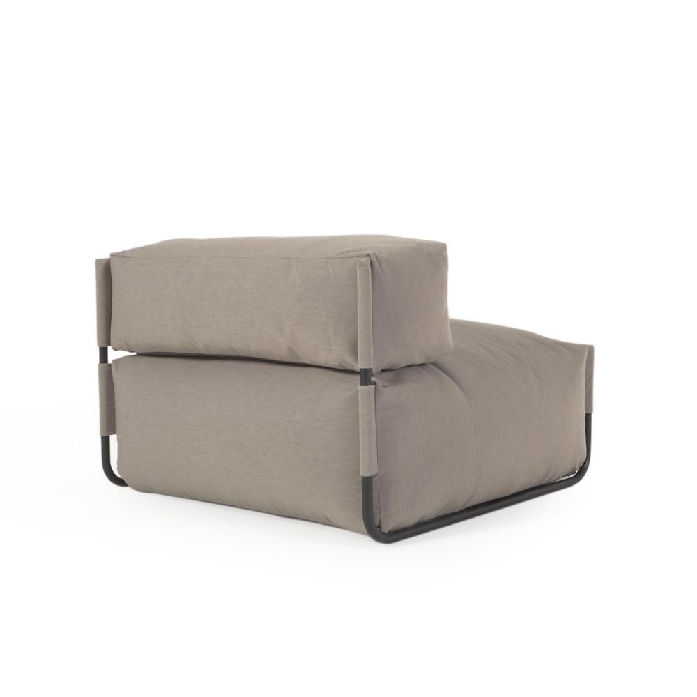 Sofas - Square green and black aluminium pouffe with backrest for outdoor modular sofa 101x101cm - KAVE HOME