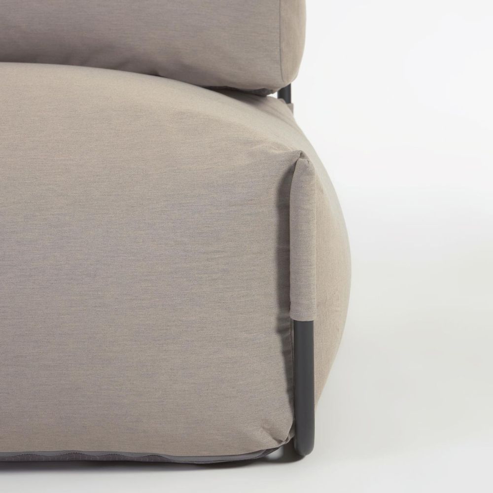 Sofas - Square green and black aluminium pouffe with backrest for outdoor modular sofa 101x101cm - KAVE HOME
