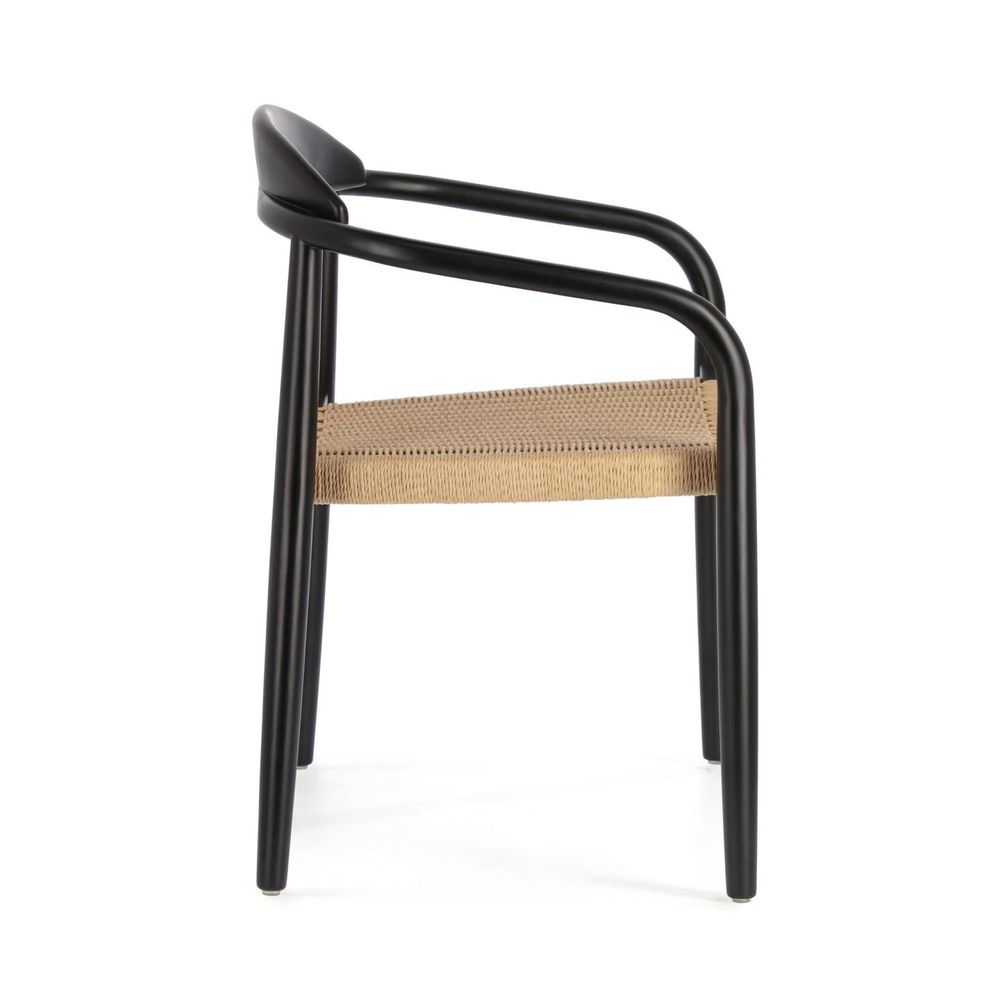 Sièges pour collectivités - Chaise Nina en bois d'acacia massif finition noire et corde en papier beige - KAVE HOME