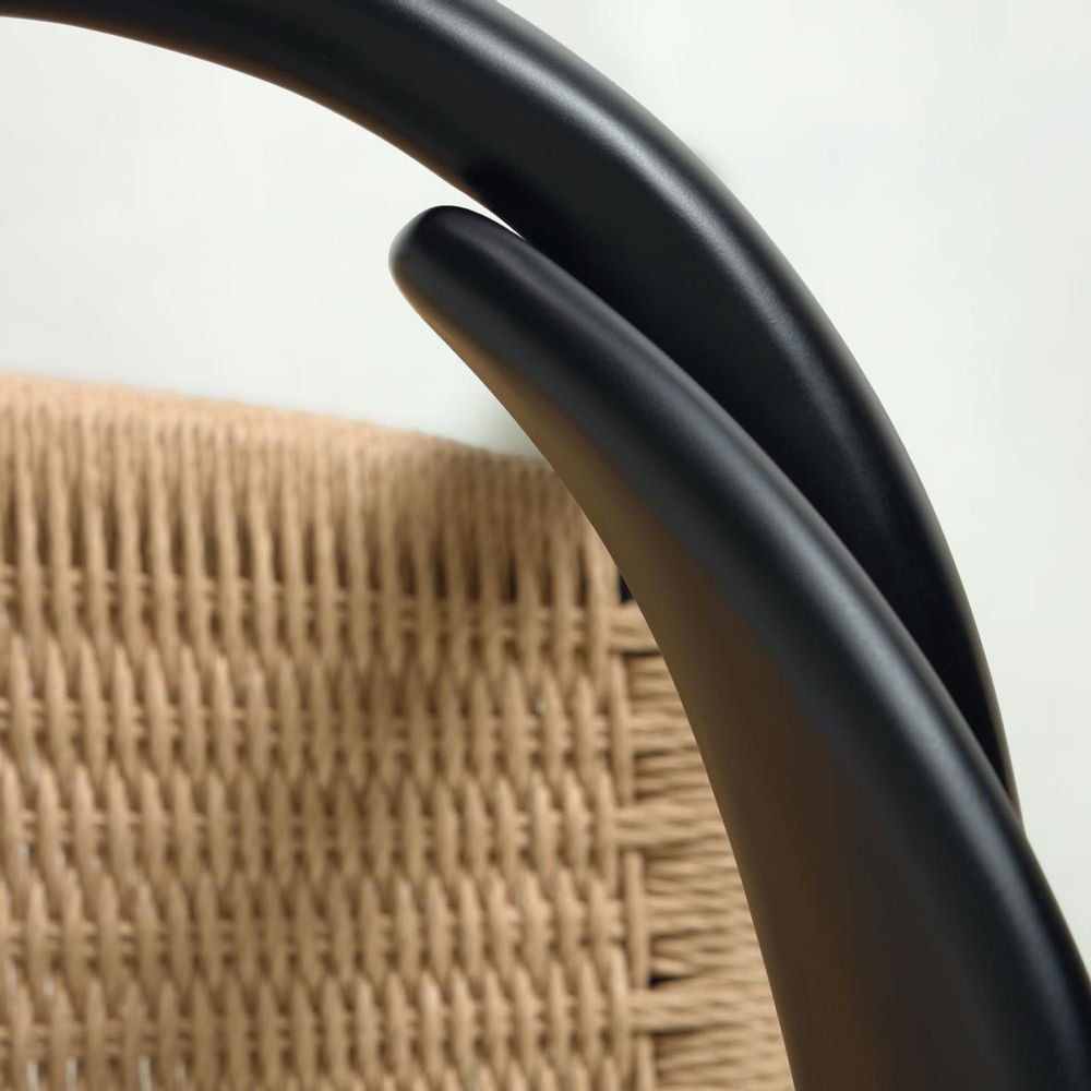 Sièges pour collectivités - Chaise Nina en bois d'acacia massif finition noire et corde en papier beige - KAVE HOME