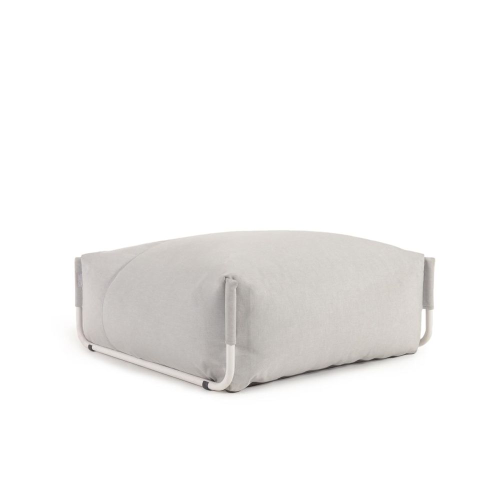 Canapés - Pouf canapé modulaire Square 100 % extérieur gris clair et aluminium blanc 101 x 101 cm - KAVE HOME