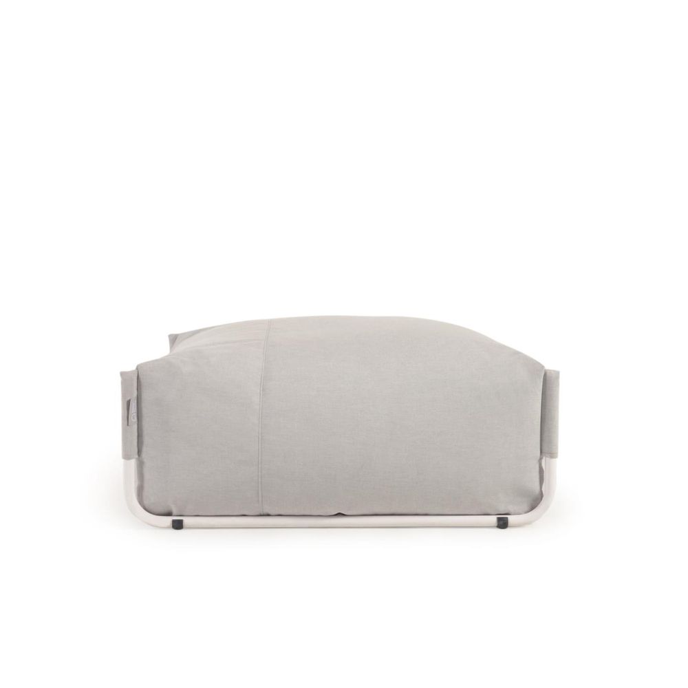 Canapés - Pouf canapé modulaire Square 100 % extérieur gris clair et aluminium blanc 101 x 101 cm - KAVE HOME