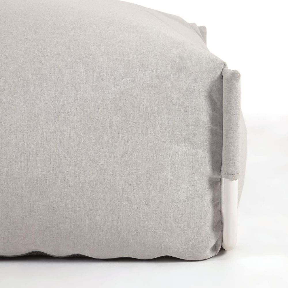 Canapés - Pouf canapé modulaire Square 100 % extérieur gris clair et aluminium blanc 101 x 101 cm - KAVE HOME