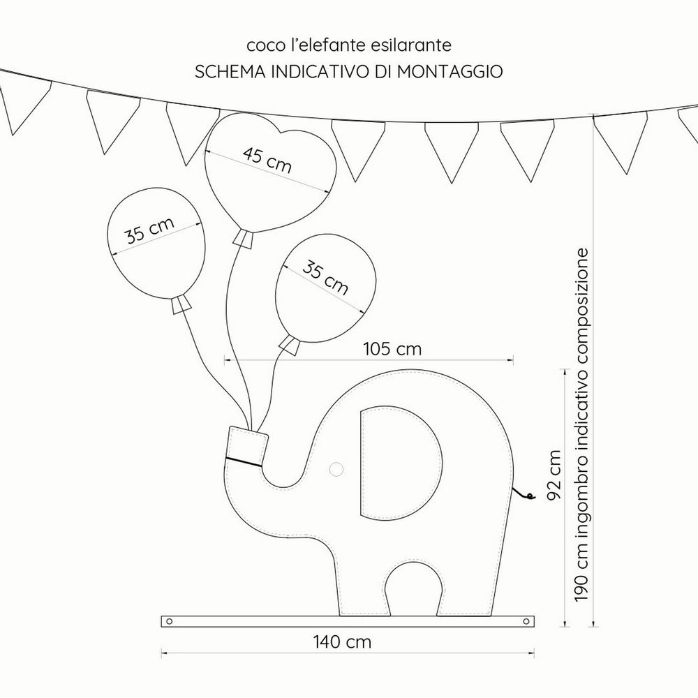 Other wall decoration - Coco the Exhilarating Elephant - STOFFAMICO - Textile Wall Decoration - MISCIMU' AMICI DI STOFFA