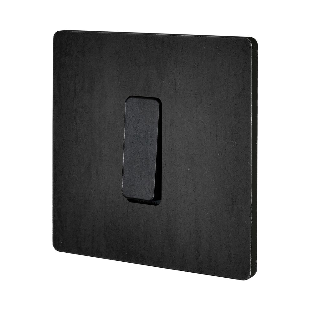 Interrupteurs - Bouton Plat M en Acier Brut STB sur Plaque simple en Acier Brut STB - MODELEC