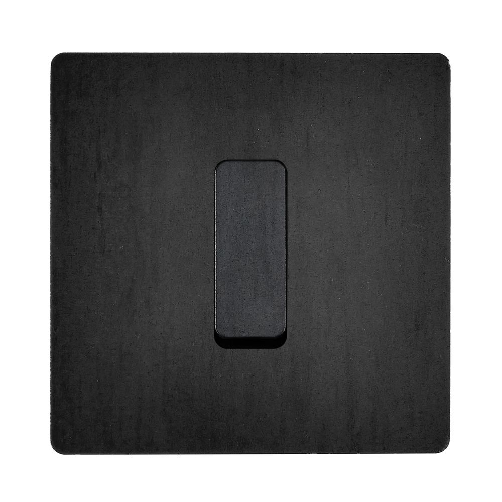 Interrupteurs - Bouton Plat M en Acier Brut STB sur Plaque simple en Acier Brut STB - MODELEC