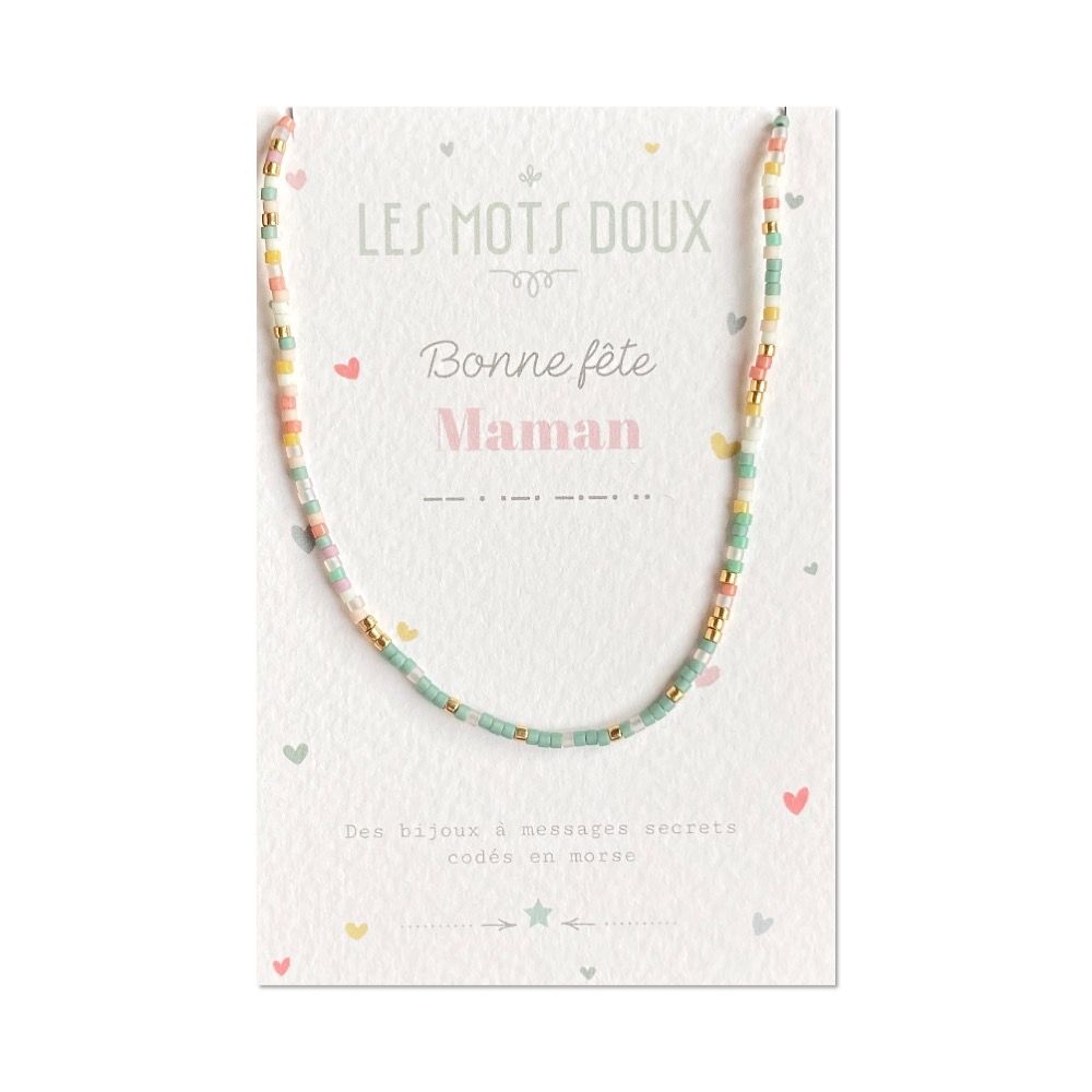 Bijoux - Collier code morse : Bonne Fête Maman - LES MOTS DOUX