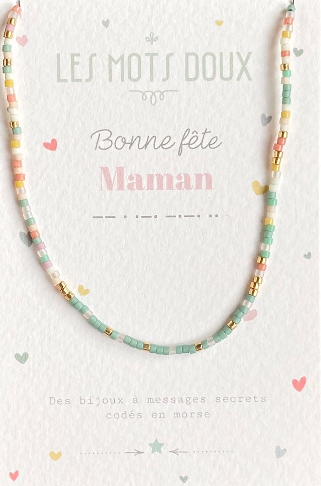 Bijoux - Collier code morse : Bonne Fête Maman - LES MOTS DOUX