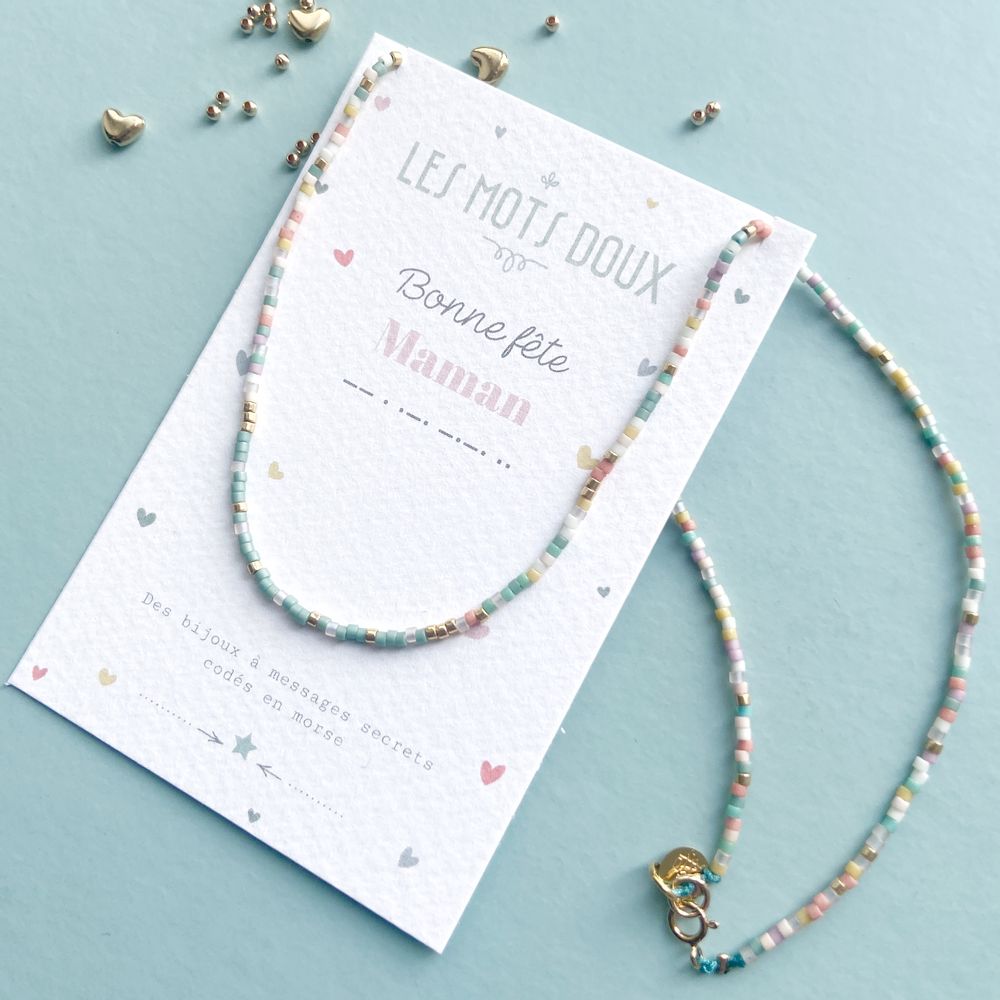 Bijoux - Collier code morse : Bonne Fête Maman - LES MOTS DOUX