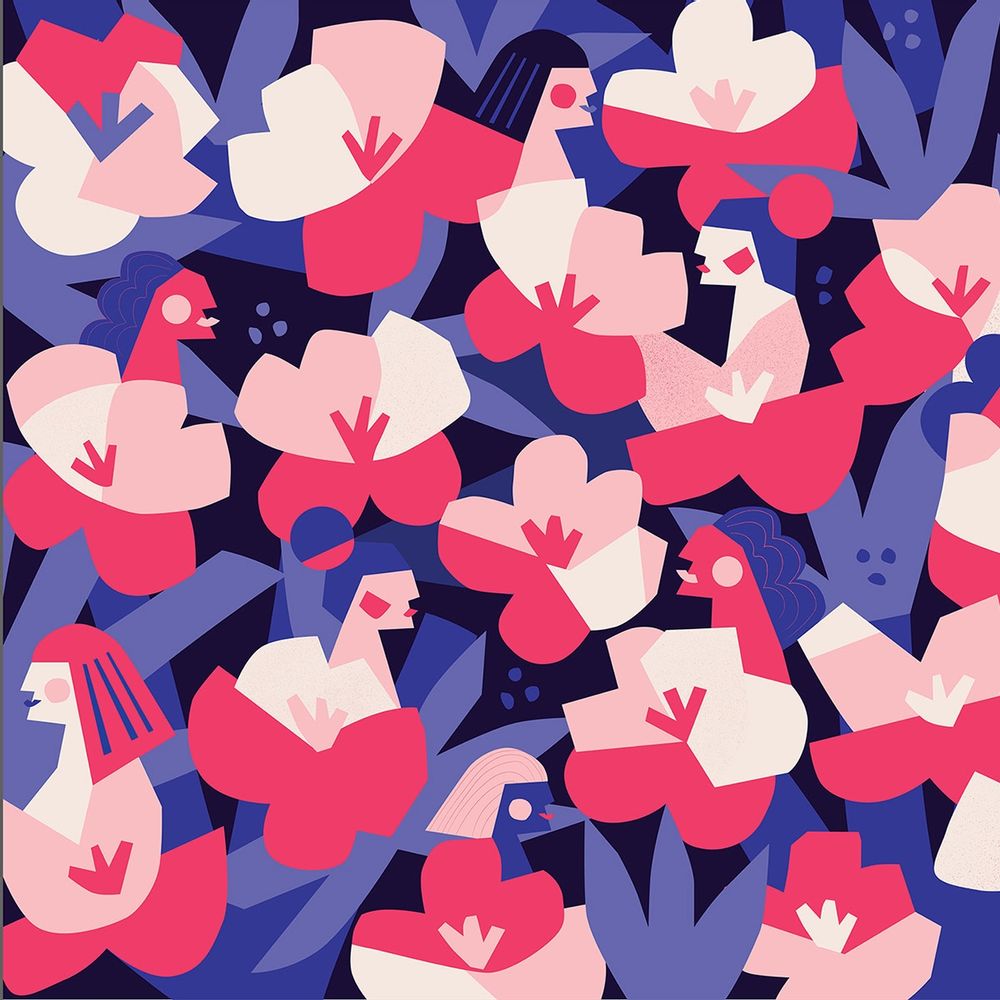 Papiers peints - Panneau Femmes Fleurs - ETOFFE.COM