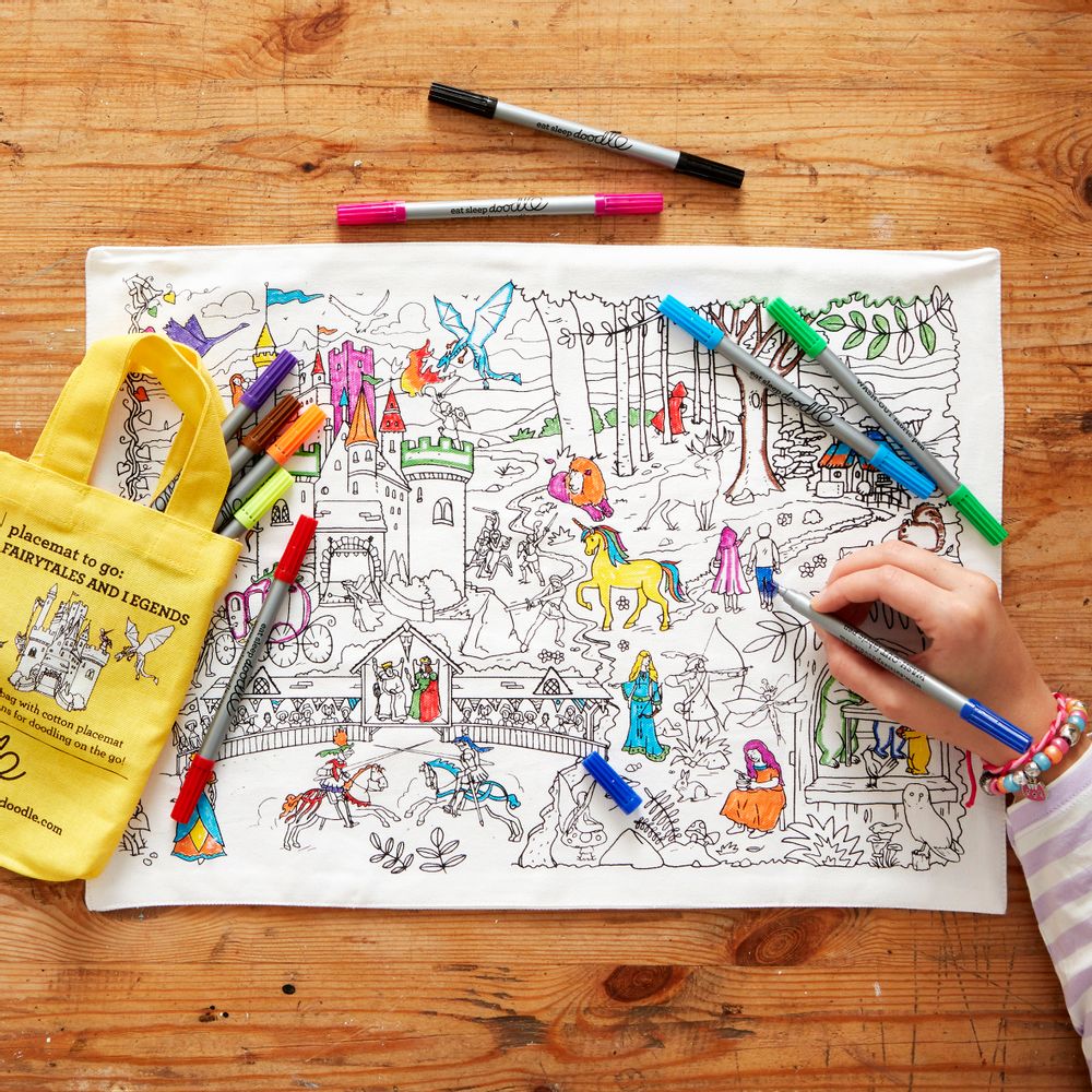 Sets de table - Set de table à colorier contes de fées et légendes - EATSLEEPDOODLE