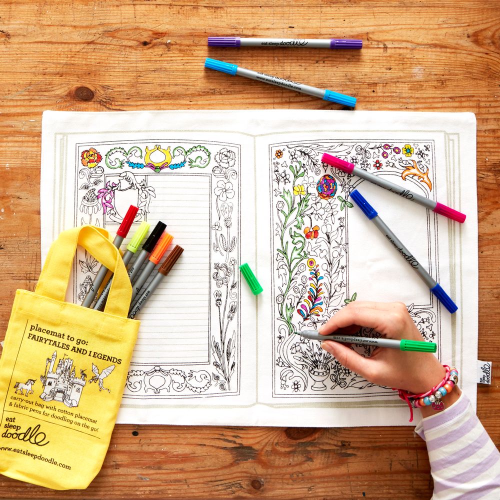 Sets de table - Set de table à colorier contes de fées et légendes - EATSLEEPDOODLE
