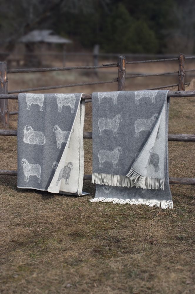 Plaids - Couverture en laine de mouton - 130 x 180 cm - J.J. TEXTILE LTD