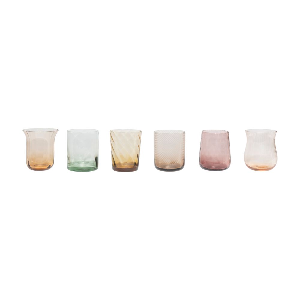 Glass - Set 6 Tumbler - Texture Amber/Pink Nuance - BITOSSI HOME