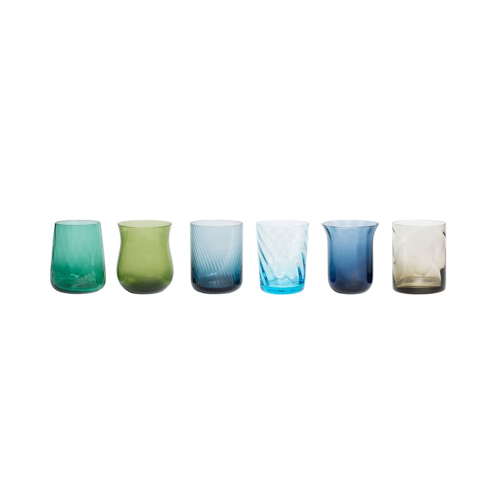 Verres - Set 6 Gobelets - Texture Bleu/Vert - BITOSSI HOME