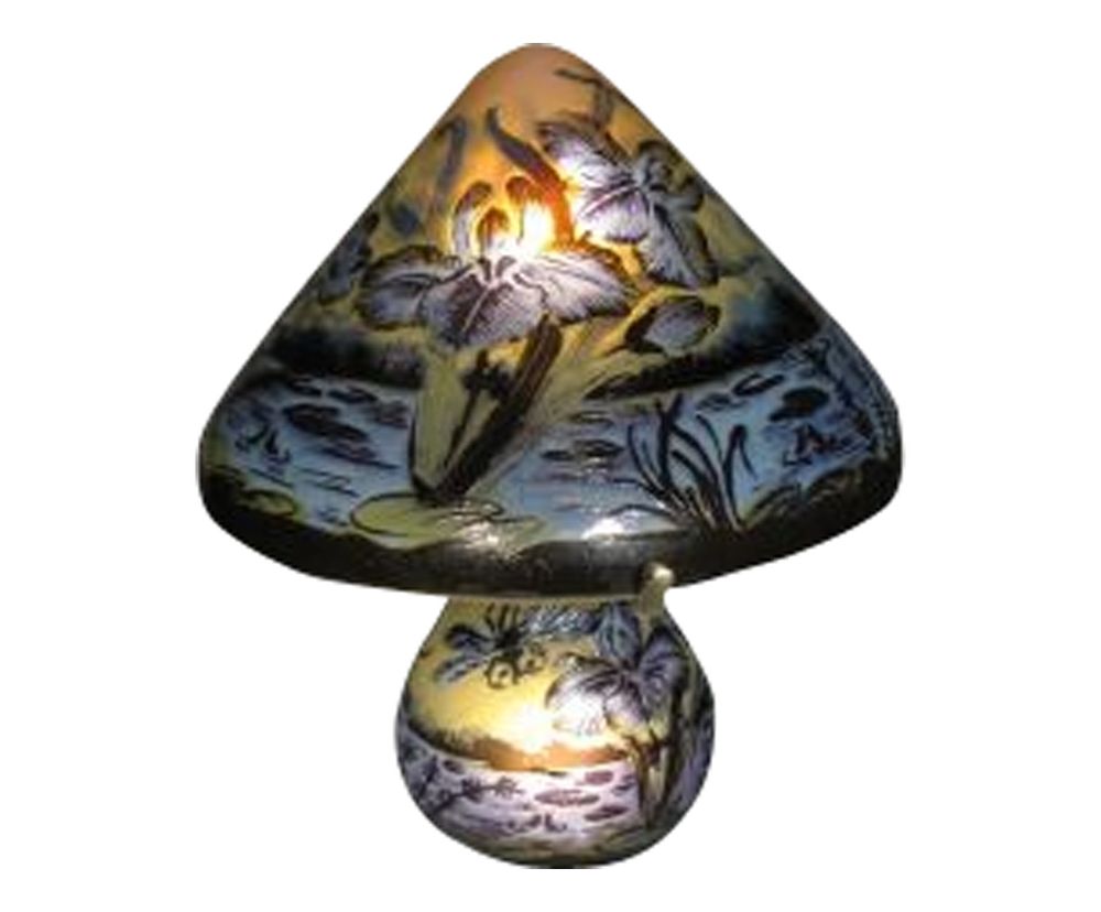 Lampes de table - Lampe en pâte de verre, verre gravé, style Art Nouveau - TIEF