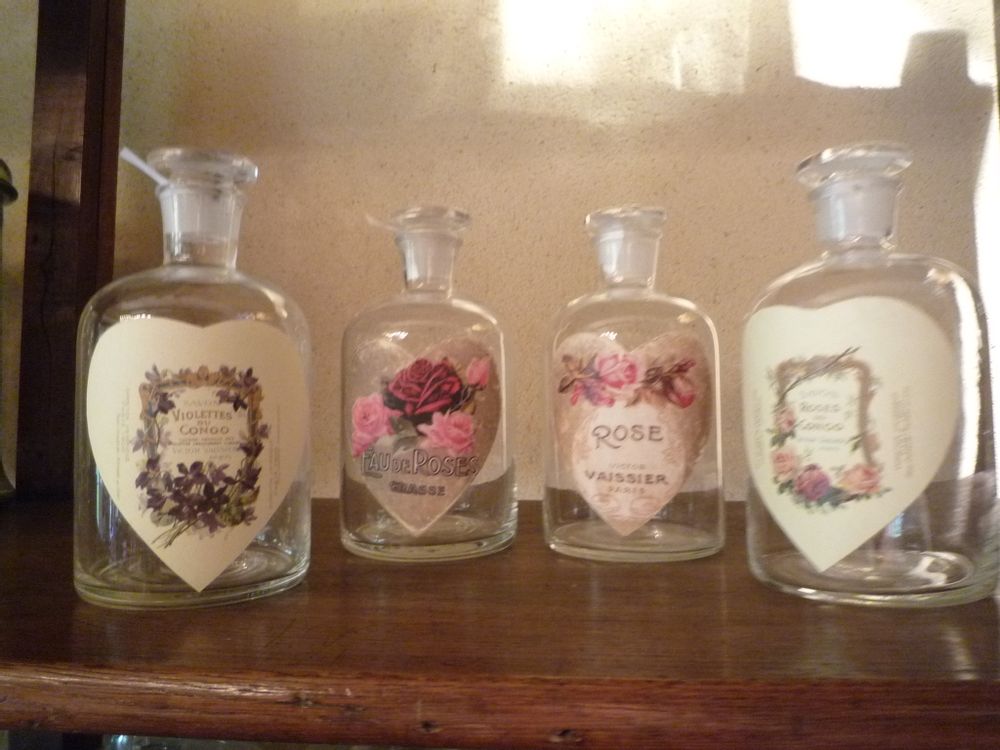 Art glass - Made in France perfume bottles, decorative bottles, turquoise, night blue, Art Déco - TIEF