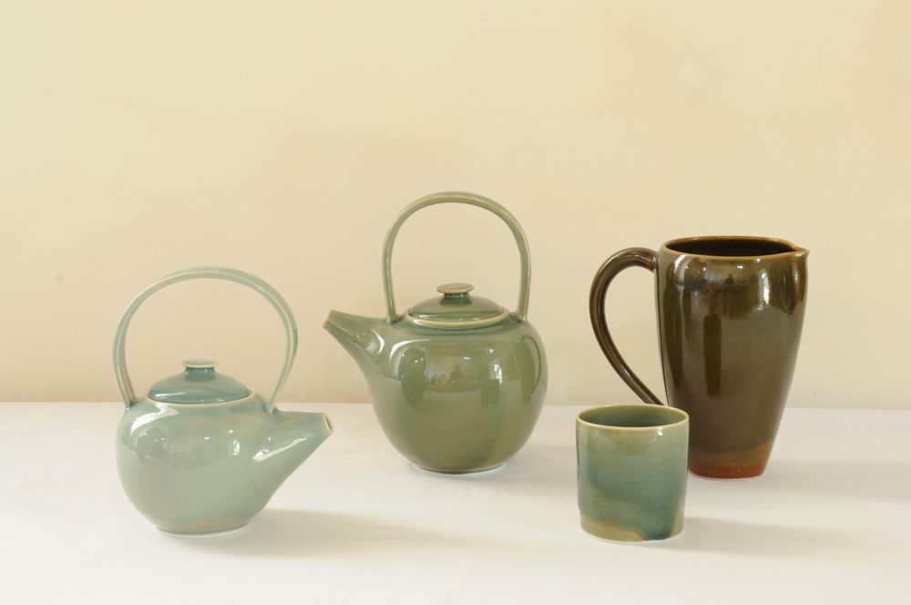 Vases - Group of vases, tea pots and bols - Celadon glazes - CHRISTIANE PERROCHON