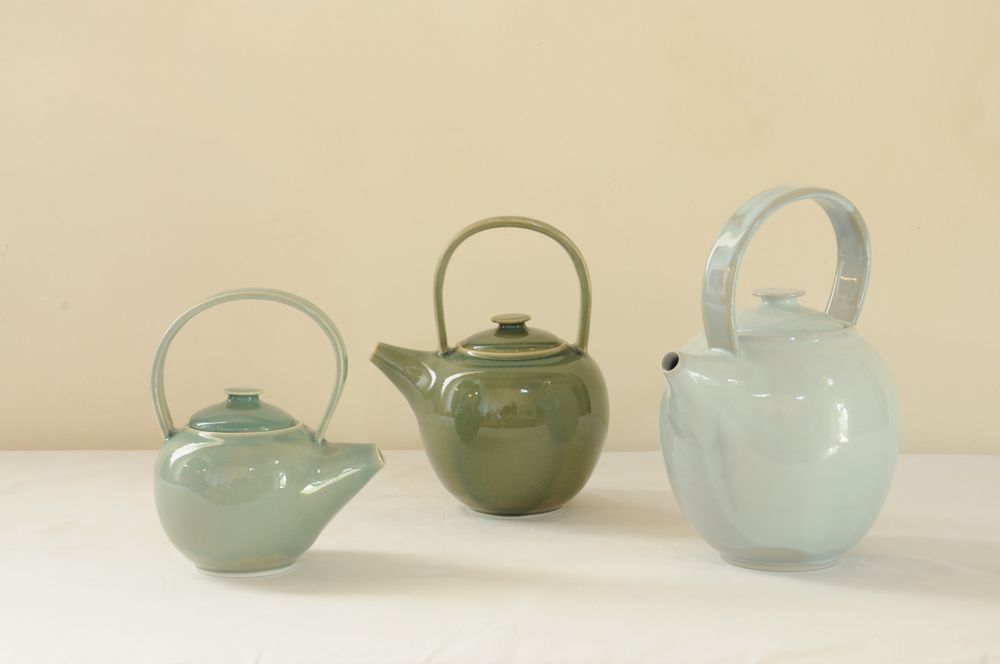 Vases - Group of vases, tea pots and bols - Celadon glazes - CHRISTIANE PERROCHON