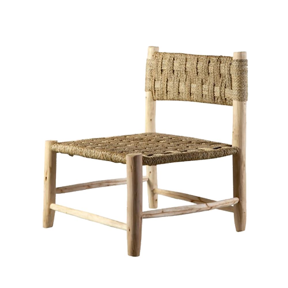 Lawn armchairs - Handcrafted chair in wood with braided palm fiber seat - MAISON LILO