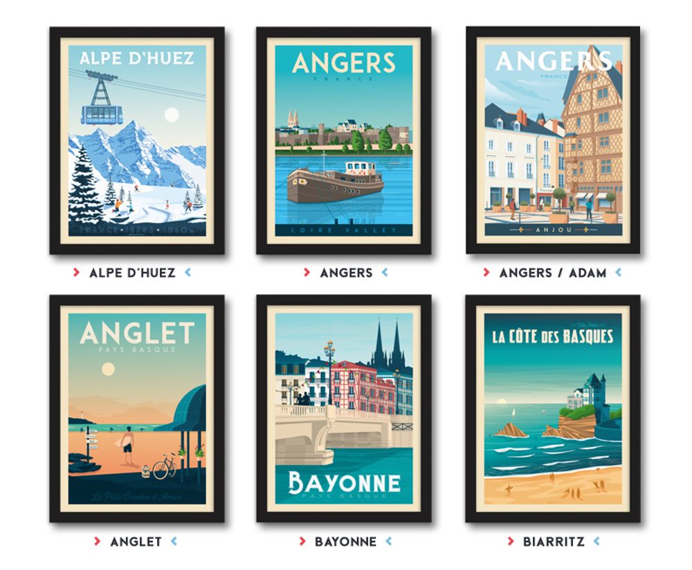Affiches - AFFICHE VOYAGE VINTAGE PARIS FRANCE | POSTER ILLUSTRATION VILLE PARIS FRANCE - TOUR EIFFEL - OLAHOOP TRAVEL POSTERS