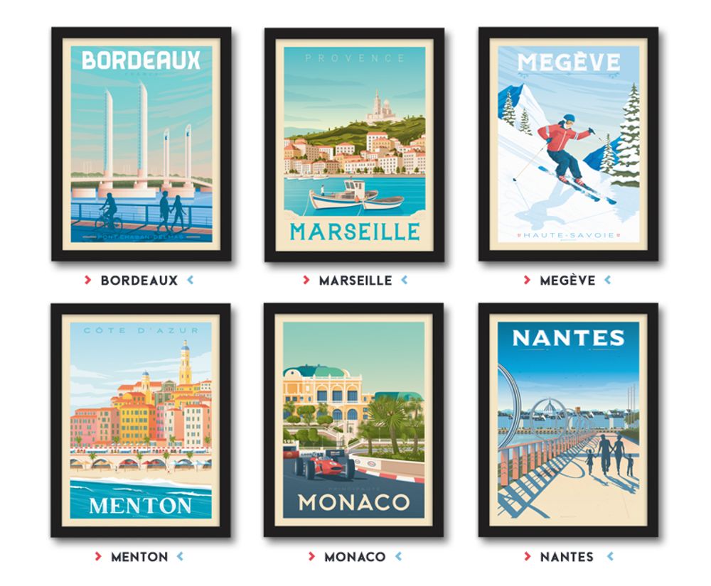 Affiches - AFFICHE VOYAGE VINTAGE PARIS FRANCE | POSTER ILLUSTRATION VILLE PARIS FRANCE - TOUR EIFFEL - OLAHOOP TRAVEL POSTERS