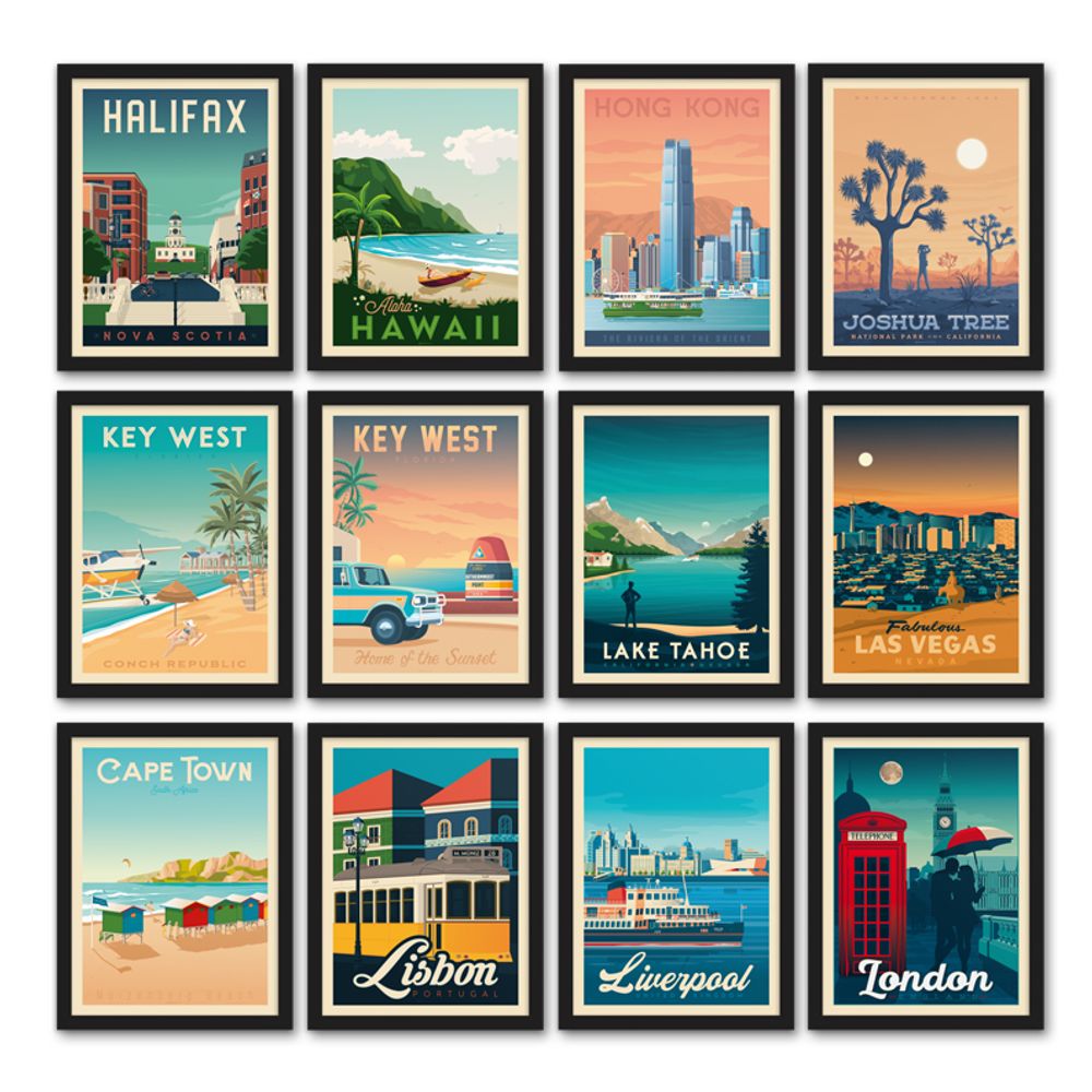 Affiches - AFFICHE VOYAGE VINTAGE MARRAKECH MAROC | POSTER ILLUSTRATION VILLE MARRAKECH MAROC - JARDIN MAJORELLE - OLAHOOP TRAVEL POSTERS