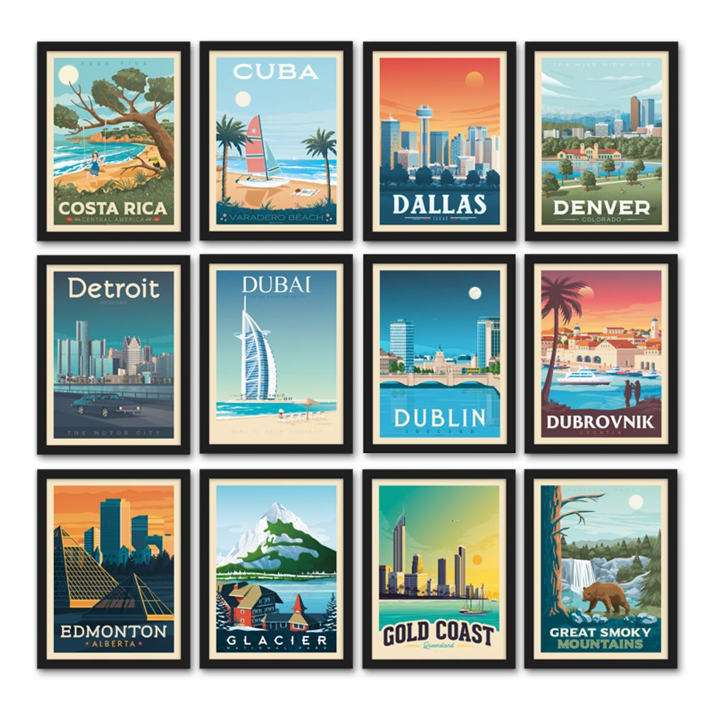 Aménagements pour bureau - AFFICHE VOYAGE VINTAGE DUBAI | POSTER ILLUSTRATION VILLE DUBAI - BURJ AL ARAB HOTEL - OLAHOOP TRAVEL POSTERS