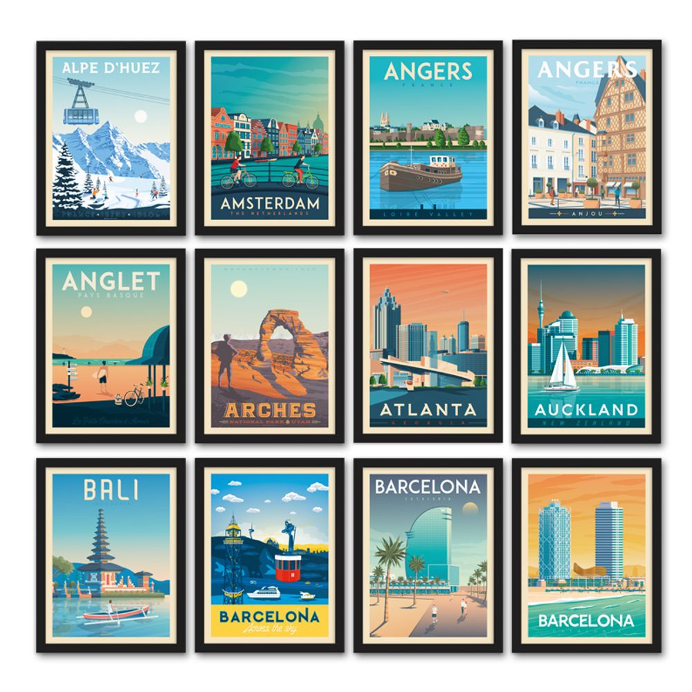 Aménagements pour bureau - AFFICHE VOYAGE VINTAGE DUBAI | POSTER ILLUSTRATION VILLE DUBAI - BURJ AL ARAB HOTEL - OLAHOOP TRAVEL POSTERS