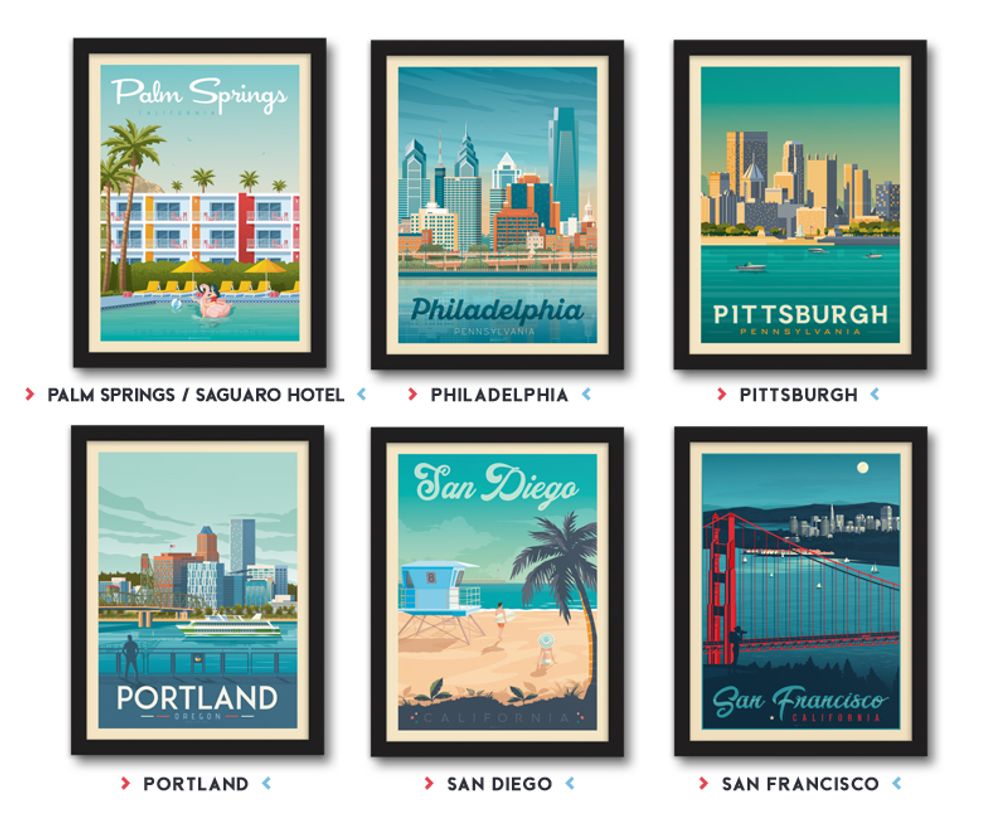 Affiches - AFFICHE VOYAGE VINTAGE NEW YORK | POSTER ILLUSTRATION VILLE NEW YORK ETATS-UNIS - OLAHOOP TRAVEL POSTERS