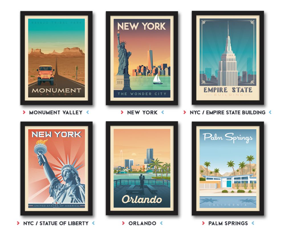 Affiches - AFFICHE VOYAGE VINTAGE NEW YORK | POSTER ILLUSTRATION VILLE NEW YORK ETATS-UNIS - OLAHOOP TRAVEL POSTERS