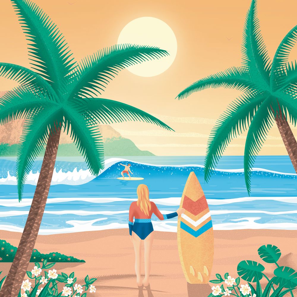 Poster - HAWAII WAIKIKI BEACH VINTAGE TRAVEL POSTER - OLAHOOP TRAVEL POSTERS
