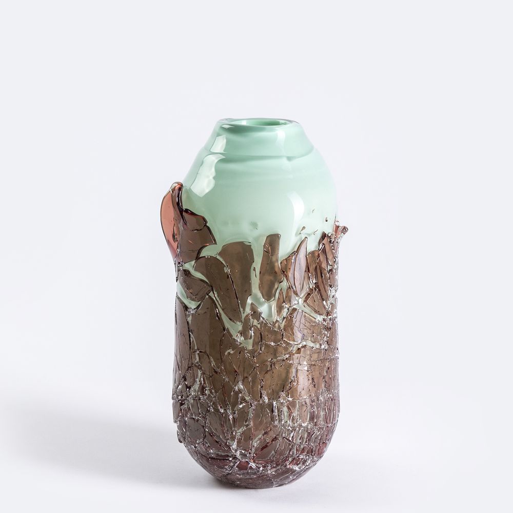 Design objects - Recovered vase, medium size, mint and red - DAVID VALNER STUDIO