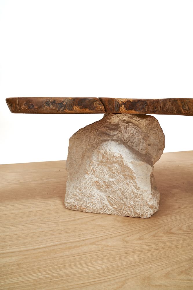 Coffee tables - unique table in chatenier and rustic stone Japanese style - VAN DEN HEEDE-FURNITURE-ART-DESIGN