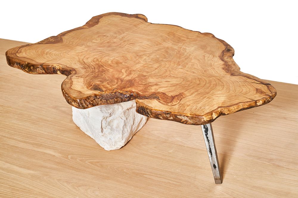Coffee tables - unique table in chatenier and rustic stone Japanese style - VAN DEN HEEDE-FURNITURE-ART-DESIGN