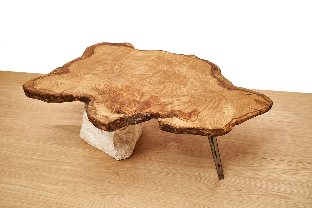 Coffee tables - unique table in chatenier and rustic stone Japanese style - VAN DEN HEEDE-FURNITURE-ART-DESIGN