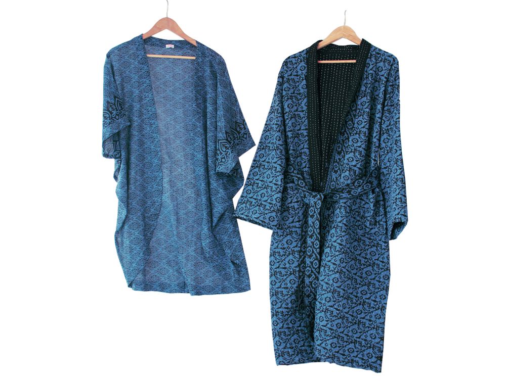 Bathrobes - Vintage kantha with natural dye wash - BASHA BOUTIQUE