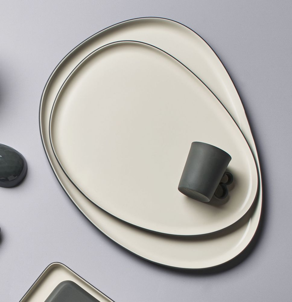 Everyday plates - STONE Double Color Plate Set - ESMA DEREBOY HANDMADE PORCELAIN
