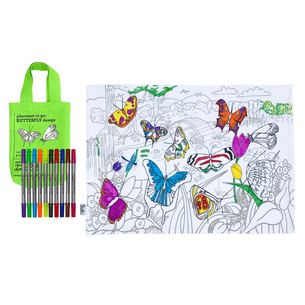 Placemats - colour-in butterfly placemat to go - EATSLEEPDOODLE