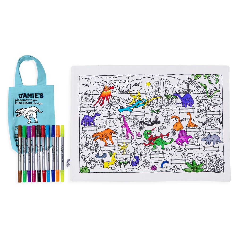 Children's arts and crafts - dinosaur placemat to go - EATSLEEPDOODLE