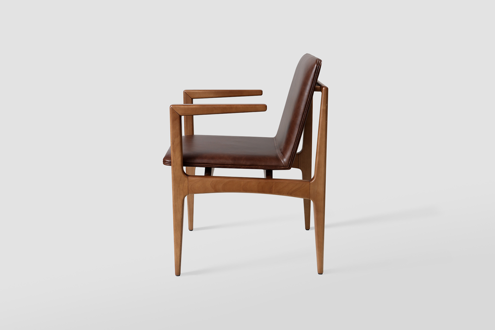 Chairs - "OSCAR" MINIMALIST CHAIR WITH SOLID WOOD ARMRESTS - ALESSANDRA DELGADO DESIGN