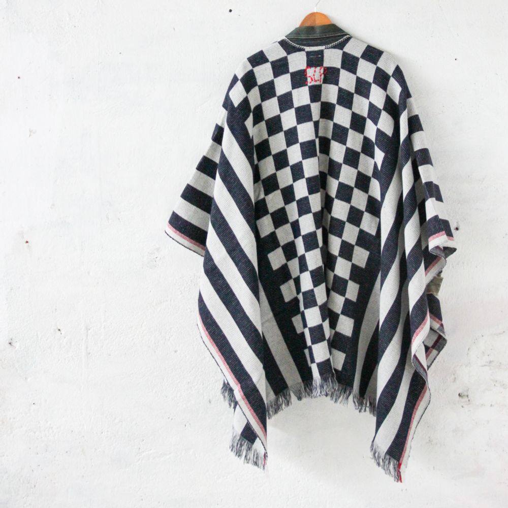Homewear textile - PONCHO PANO DE LUCA DARK NAVY/NATURAL WHITE - SCHOOLOFLIFEPROJECTS